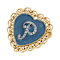 Gold Tone Filigree Heart Blue Enamel Initial Pin
