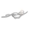 Rhodium Over Sterling Silver Cubic Zirconia Freshwater Cultured Pearl Pin