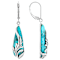 Blue Composite Turquoise Sterling Silver Feather Earrings 25x8mm