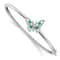 Rhodium Over 14k White Gold Emerald and Diamond Butterfly Bangle