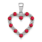 Rhodium Over 14k White Gold Diamond and Red Ruby Heart Pendant