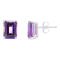 8x6mm Emerald Cut Amethyst 14k White Gold Stud Earrings