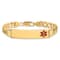 14k Yellow Gold Medical Red Enamel Curb Link ID Bracelet