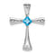 Rhodium Over 14k White Gold Blue Topaz and Diamond Cross Chain Slide Pendant