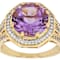 Amethyst Round And White Zircon Ring In 18K Gold Over Sterling Silver 4.29ctw