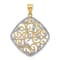 14k Yellow Gold and Rhodium Over 14k Yellow Gold Diamond-Cut Filigree
Swirl Pendant