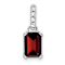 Rhodium Over 10k White Gold 1 ctw Garnet and Accent Diamond Pendant