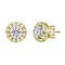 CZ Halo Stud Earrings In 14K Gold Over Brass