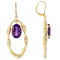 Amethyst Oval And White Topaz Dangle Earrings In 18K Gold Over Sterling
Silver 13.25ctw
