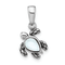 Rhodium Over Sterling Silver Antiqued MOP June Birthstone Turtle Pendant