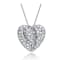 CZ Pave Heart Pendant Necklace In Sterling Silver 12 Inch