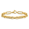 14K Yellow Gold Polished and Textured Design Fancy Link Bracelet