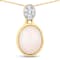 Ethiopian Opal and White Diamond 10K Yellow Gold Slide Necklace