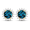 1.60ctw 14K Yellow Gold London Blue Topaz  and White Diamond Halo Earrings