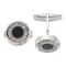 Sterling Silver Round Onyx and Crystal Cuff Links