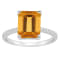 10x8mm Emerald Cut Citrine and 1/10 ctw Diamond Rhodium Over Sterling
Silver Ring
