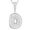 CZ Initial D Bubble Letter Pendant Necklace In Sterling Silver 1.9ctw