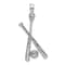 Rhodium Over 14k White Gold Textured Bats and Baseball Pendant