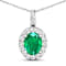 2.15ctw 14K White Gold Zambian Emerald and White Diamond Pendant with 18
inch Cable Chain