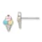 Rhodium Over Sterling Silver Enamel Ice Cream Cone Post Earrings