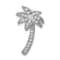 Rhodium Over Sterling Silver Cubic Zirconia Palm Tree Chain Slide