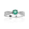 Green Emerald with White Sapphire Accents Sterling Silver Tapered
Shoulder Ring, 1.26 ctw