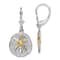 Rhodium Over Sterling Silver Sand Dollar with 14k Starfish Leverback Earrings