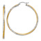 14k Yellow Gold and Rhodium Over 14k Yellow Gold Satin and Diamond-cut 1
3/4" Twisted Hoop Earrings