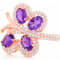 6x4mm Oval Amethyst and White CZ 18K Rose Gold Over Sterling Silver
Ring, 1.50ctw