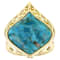 Turquoise Fancy Shape Solitaire Ring In 18K Gold Over Sterling Silver 20x18mm