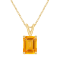 10x8mm Emerald Cut Citrine 14k Yellow Gold Pendant With Chain