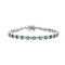 Emerald Color CZ Tennis Bracelet In White Rhodium Over Brass