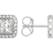 Lab White Sapphire Square Stud Earrings In PlatInum Over Sterling Silver