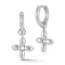 Rachel Zoe Clover Charm Hoop Earrings in Rhodium Over Brass