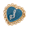 Gold Tone Filigree Heart Blue Enamel Initial Pin