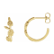 14K Yellow Gold Floral Inspired J-Hoop Earrings