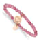 Rose Stainless Steel Polished Heart Pink Jade Stretch Bracelet
