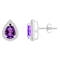 7x5mm Pear Shape Amethyst And Created White Sapphire 10k White Gold Halo
Stud Earrings