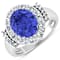 4.26ctw Violet Tanzanite and Diamond 14K White Gold Halo Ring