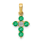 14k Yellow Gold and Rhodium Over 14k Yellow Gold Emerald and Diamond
Cross Pendant