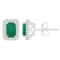 6x4mm Emerald Cut Emerald 1/5 ctw Diamond Rhodium Over Sterling Silver
Halo Stud Earrings