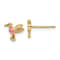 14K Yellow Gold Pink Enameled Hummingbird Stud Earrings