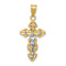14k Two-tone Gold Small Narrow Cross with Crucifix Pendant