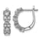 Rhodium Over Sterling Silver Polished Fancy Cubic Zirconia Hinged Hoop Earrings