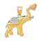 14K Tri-color Gold Diamond-Cut Elephant with Heart Pendant