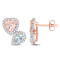 2.10ctw Morganite, Aquamarine and 0.37ctw Diamond 10k Rose Gold Halo Earrings