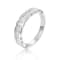 Baguette and Round White Topaz Sterling Silver Scalloped Design Band
Ring, 0.33ctw