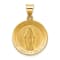 14K Yellow Gold Polished and Satin Miraculous Medal Hollow Pendant