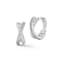 Rachel Zoe CZ Twist Crossover Hoop Earrings in Rhodium Over Sterling Silver