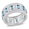 6.20ctw London Blue and White Topaz Eternity Ring in Sterling Silver